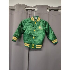 Vintage 80s Chalk Line Green Bay Packers Jacket Green Satin Varsity Kids Size 2t